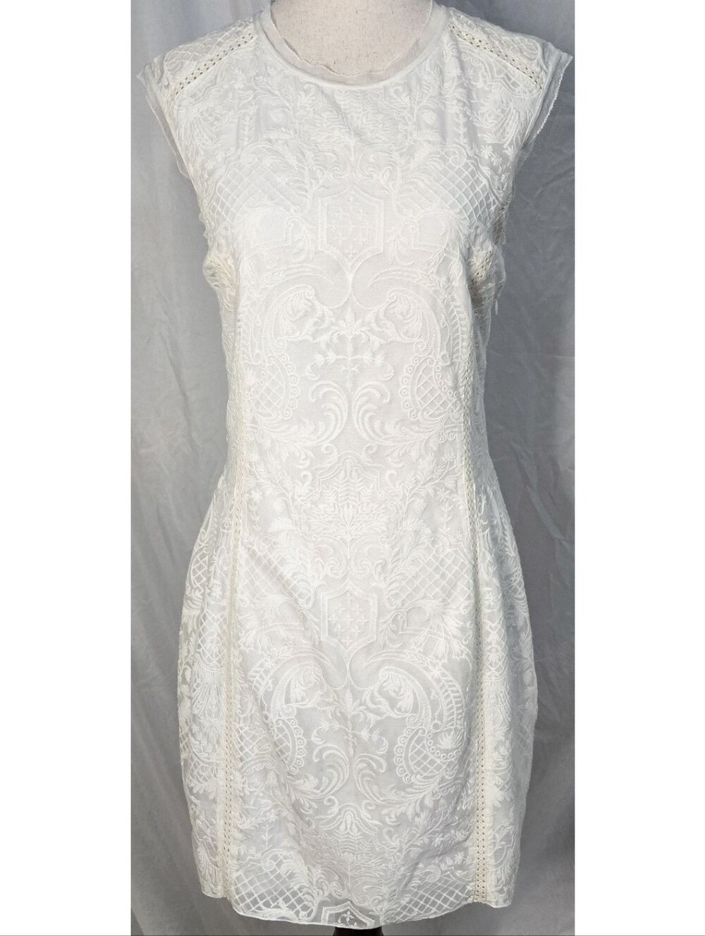 Dolce Vita White Embroidered Sheath Dress Sleeveless Mini Cutout Bridal
